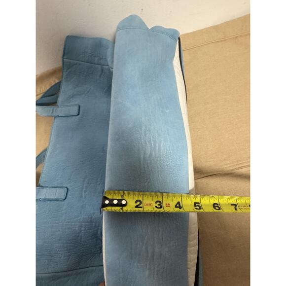 Facine Tote Bag Womens Light Blue Leather Large Shopper Croc Trim Shoulder Zip - Picture 13 of 13